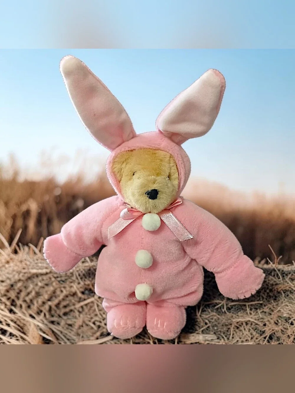 Vintage Muffy VanderBear With Easter Bunny Suit Pink Rabbit Costume Outfit NABCO